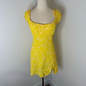 [Sophie Rue] Yellow Floral Ruffled Babydoll Mini Dress - Size Small